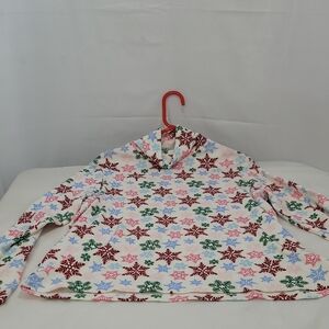 Time and Tru Boxy Long Sleeve Red and Green Hoodie